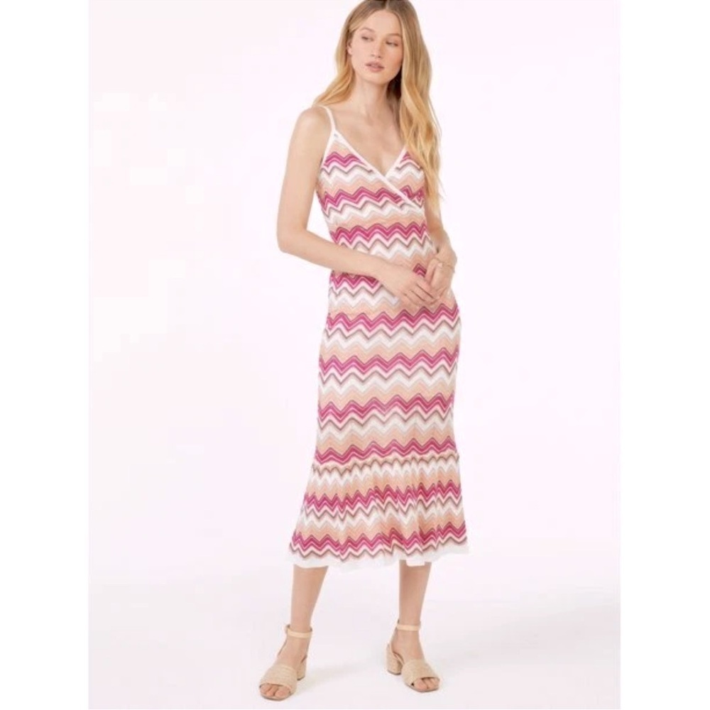 NWT Scoop For Walmart Pink Zigzag Patterned Sweater Midi Dress Large